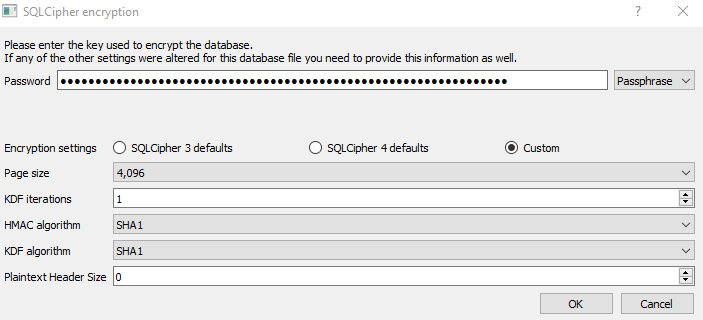 sqlcipher specs